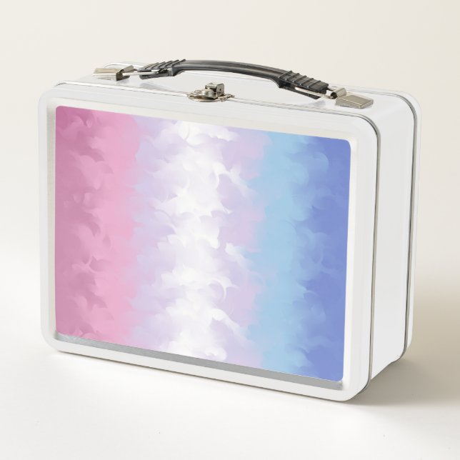 Boho Pastel Fluffy Abstrakt Bigender Pride Flag Metall Brotdose (Vorderseite)
