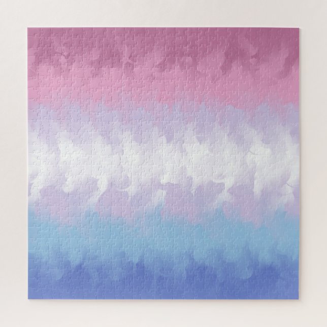Boho Pastel Fluffy Abstrakt Bigender Pride Flag Puzzle (Vertikal)