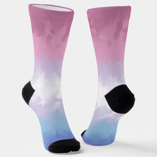 Boho Pastel Fluffy Abstrakt Bigender Pride Flag Socken (Gewinkelt)