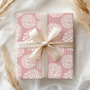 Boho Pastel Girly Modern Pink Floral Geschenkpapier
