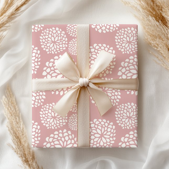 Boho Pastel Girly Modern Pink Floral Geschenkpapier (Von Creator hochgeladen)