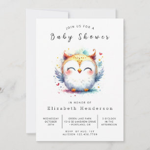 Boho Pastel Owl Babydusche Einladung