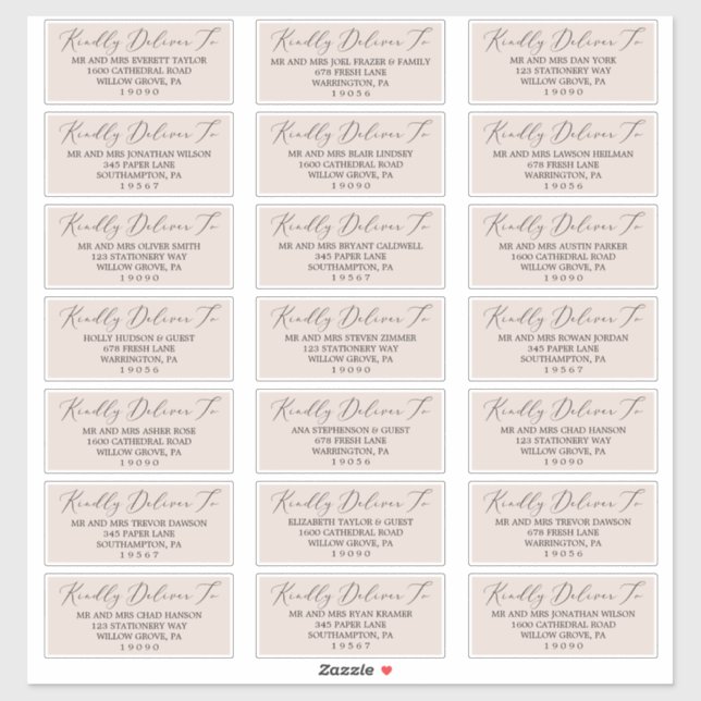 Boho Pastel Peach Wedding Guest Address Labels (Blatt)