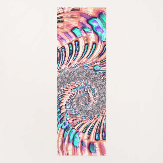 Boho Pastel Pink und Blue Spiral Abstraktes Frakta Yogamatte (Vorderseite)