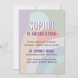 Boho Pastel Rainbow Abschluss Einladung