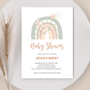 Boho Pastel Rainbow Baby Shower Einladung