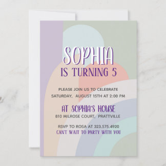 Boho Pastel Rainbow Birthday Einladung