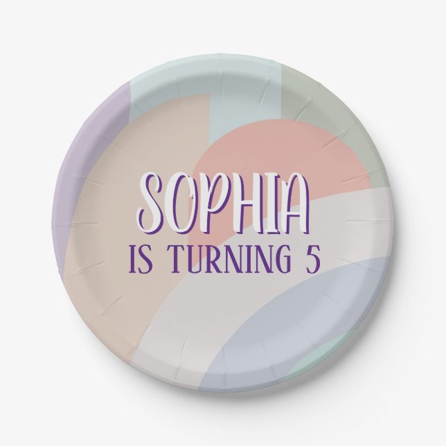 Boho Pastel Rainbow Birthday Pappteller (Vorderseite)