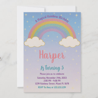 Boho Pastel Rainbow Einladung zum Geburtstag