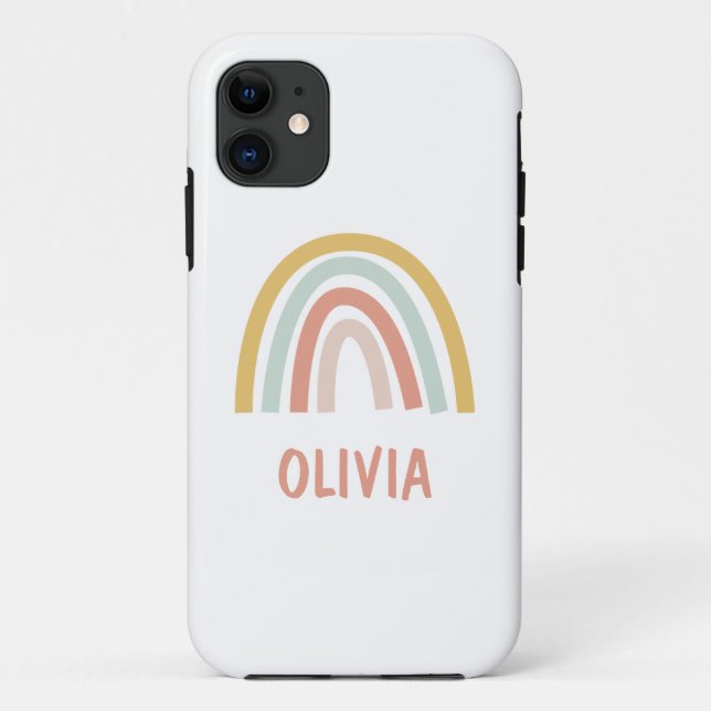 Boho Pastel Rainbow Personalisiert Case-Mate iPhone Hülle (Rückseite)