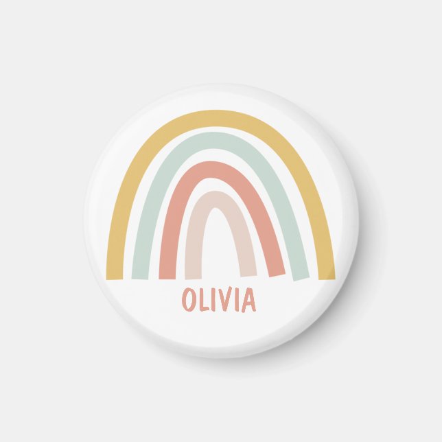 Boho Pastel Rainbow Personalisiert Magnet (Vorne)