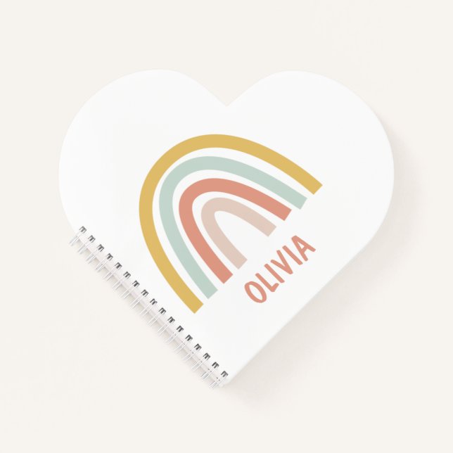 Boho Pastel Rainbow Personalisiert Notizbuch (Vorderseite)