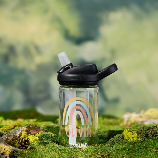 Boho Pastel Rainbow Personalisiert Trinkflasche (Außenbereich)