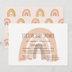 Boho Pastel Rainbow Virtual Baby Shower Einladung