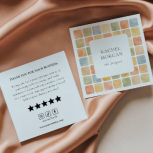 Boho Pastel Tiles Bewertungsanfrage soziale Symbol Quadratische Visitenkarte