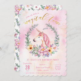 Boho Pastel Unicorn Geburtstagsparty Einladung