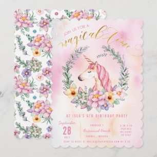Boho Pastel Unicorn Geburtstagsparty Einladung