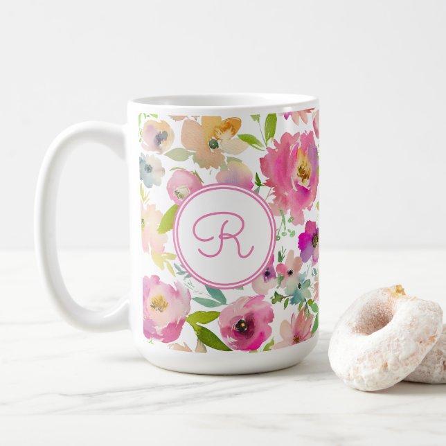 Boho Pastel Watercolor Kaffeetasse (Mit Donut)