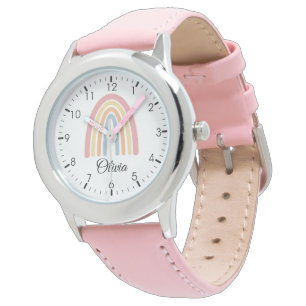 Boho Pastel Watercolor Rainbow Armbanduhr