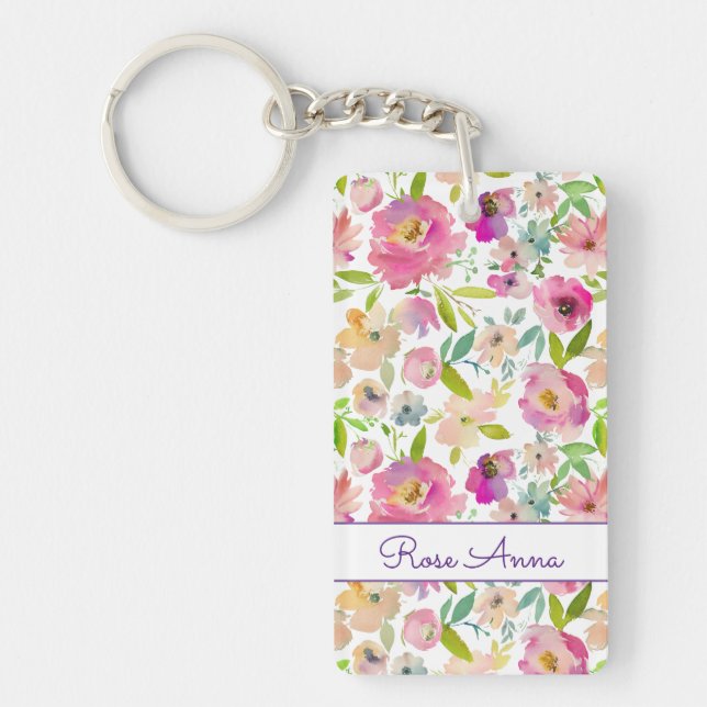 Boho Pastel Watercolor Schlüsselanhänger (Vorderseite)