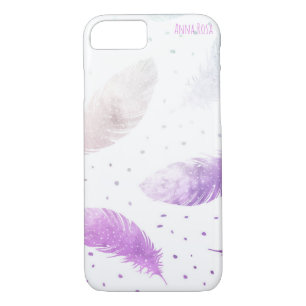 *~* Boho Pastel White & Lavender Fether Dots Case-Mate iPhone Hülle