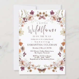Boho Pastel Wildblume Thema Moderne Babydusche Einladung