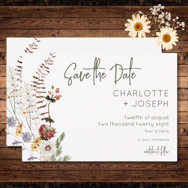 Boho Pastel Wildblumen Moderne Blumenhochzeit Save The Date (Boho Pastel Wildflowers Modern Floral Wedding Save The Date)