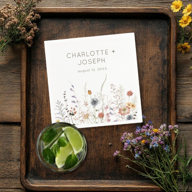 Boho Pastel Wildblumen Moderne Blumenhochzeit Serviette (Von Creator hochgeladen)