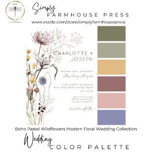 Boho Pastel Wildblumen Modernes Zwei-Abendessen mi RSVP Karte