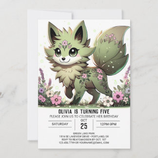 Boho Pastel Wolf Digital Geburtstag Einladung