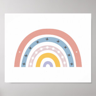 Boho-Pastell-Aquarell-Regenbogen-Kinderzimmer Poster