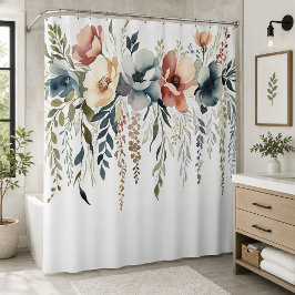 Boho-Pastell-Blumenkaskade Duschvorhang