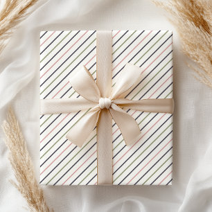 Boho Pastell Moderne Rosa Grün Graue Streifen Geschenkpapier