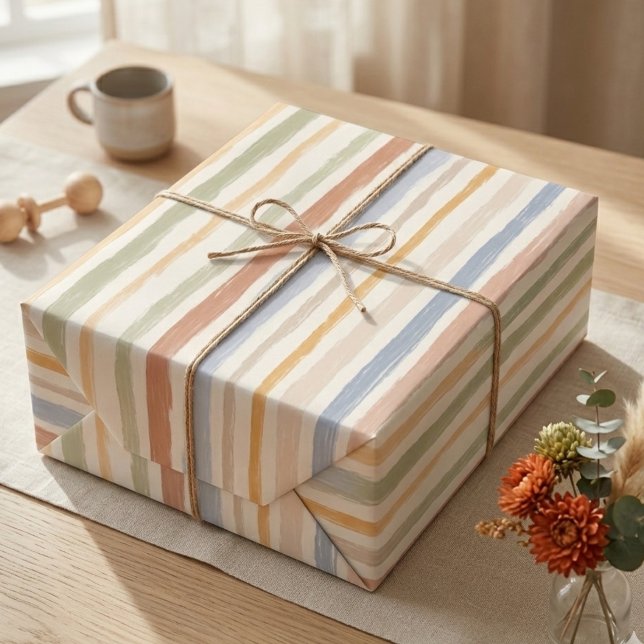 Boho Pastell Organische Streifen Geschenkpapier (Boho pastel striped wrapping paper)