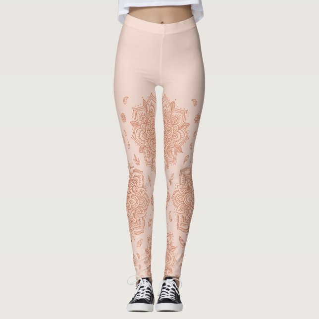 Boho Pastell Terrakotta Mandala  Leggings (Vorderseite)