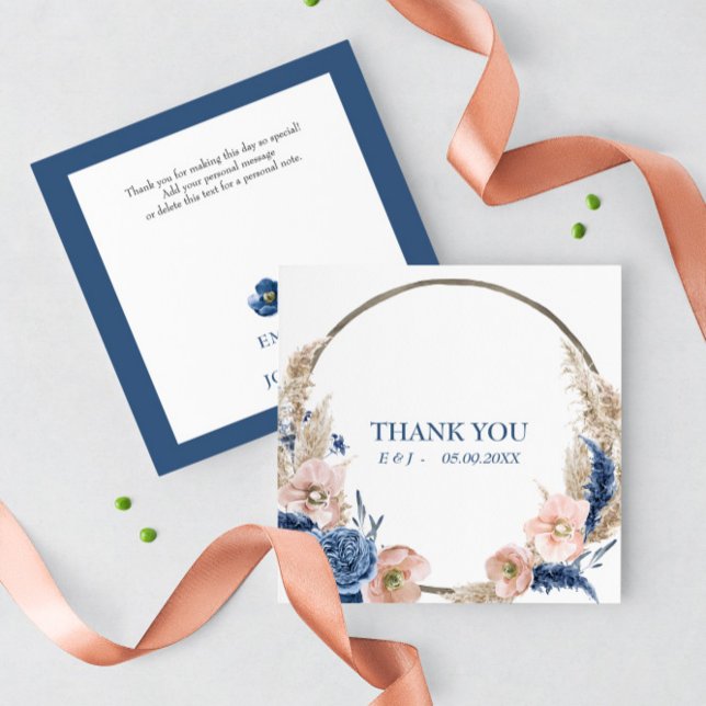 Boho pastellblau & rot Wedding "Danke" Card Save The Date (Von Creator hochgeladen)