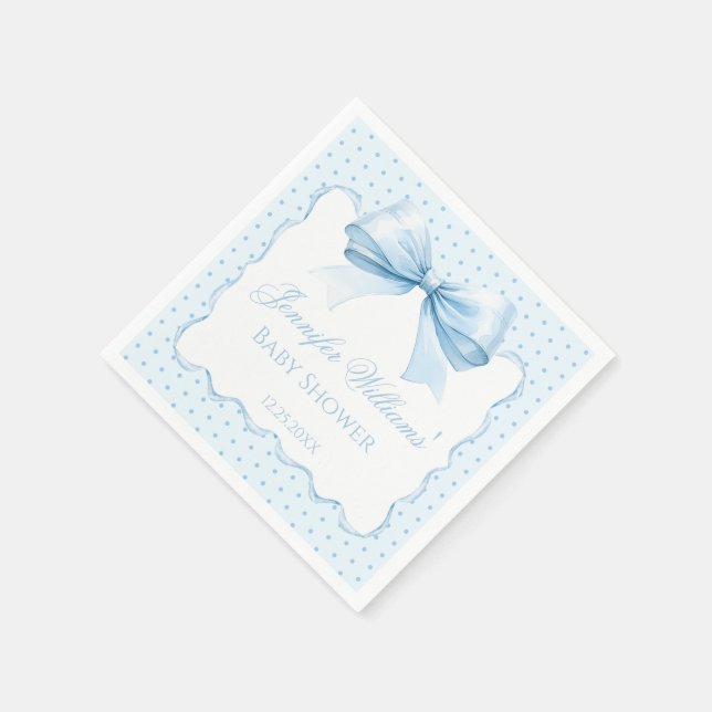 Boho pastellblaue Schleife Baby Boy Duschpapier Serviette (Ecke)