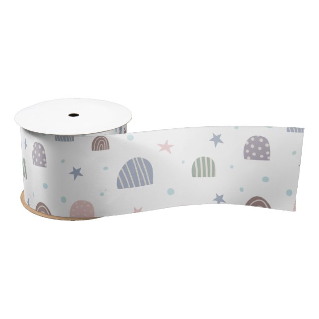 Boho pastellel rainbows stars satinband (Spule)