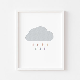 Boho pastellfarbene Regenbogenwolke Poster