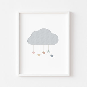 Boho Pastellwolke und Sterne drucken Poster