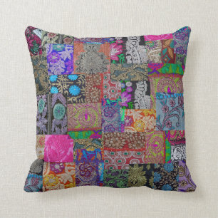 Boho Patchwork, antike Sari-Armbanduhren Kissen