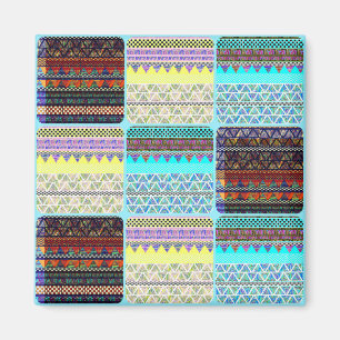 Boho Patchwork der Stammes- ethnischen Streifen Magnet