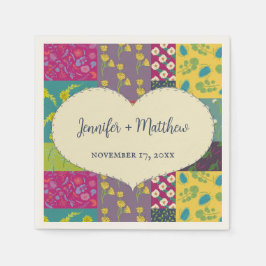Boho Patchwork Quilt and Heart Shape Wedding Serviette