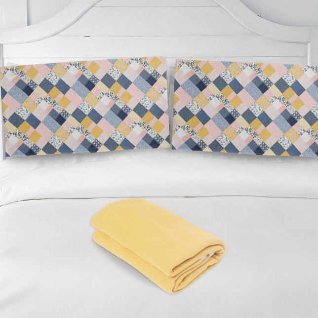 Boho Patchwork Retro Rustic Country Farmhouse Kissenbezug (Pillowcases with a retro patchwork-effect print, for a rustic country farmhouse look)