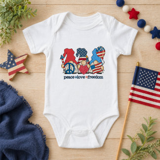 Boho Patriotic Gnomes Baby Strampler