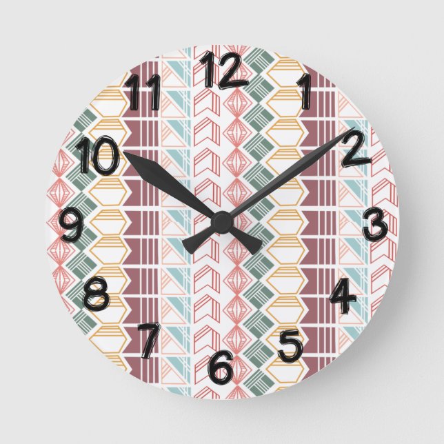 Boho Pattern Runde Wanduhr (Vorderseite)