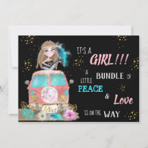 * Boho Peace & Liebe Hippie Baby GIRL Einladung