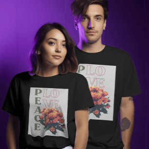 Boho Peace & Love Floral - Retro 70er Jahre Groovy T-Shirt