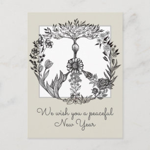Boho Peace Sign Elegant Girly Cute Pretty Floral Postkarte