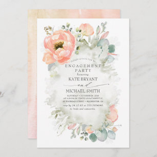 Boho Peach Blume Elegante Garden Engagement Party Einladung